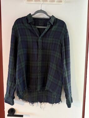 All Saints dark Plaid Button-Up Shirt